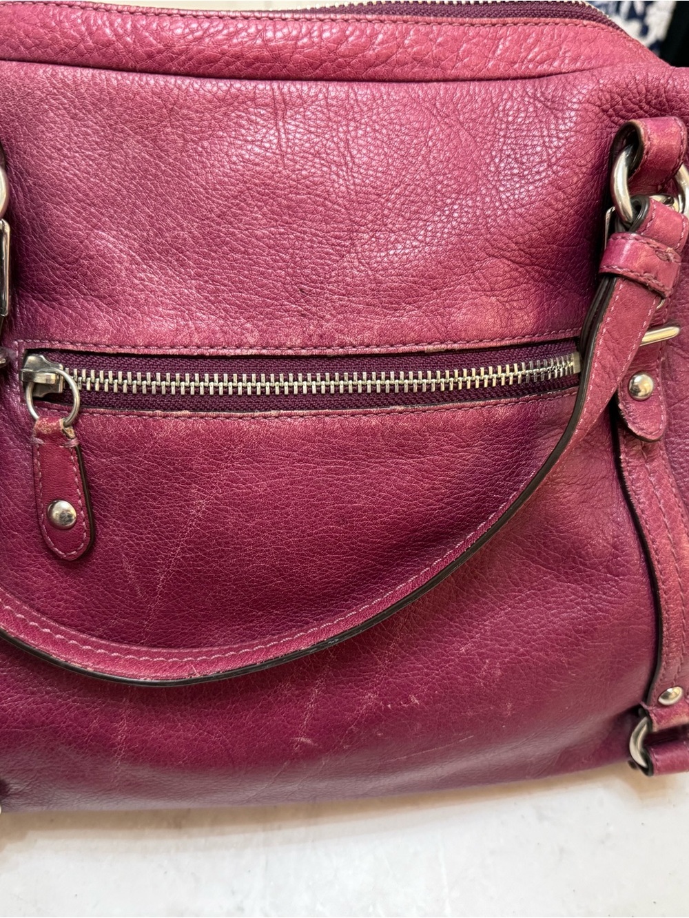 Coach Leather Large Satchel
Shoulder Bag Burgundy/Plum -
Style 91727